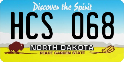 ND license plate HCS068
