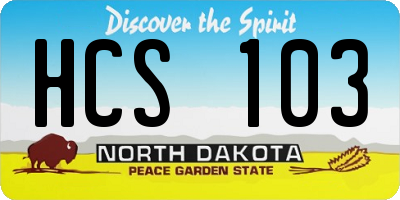 ND license plate HCS103