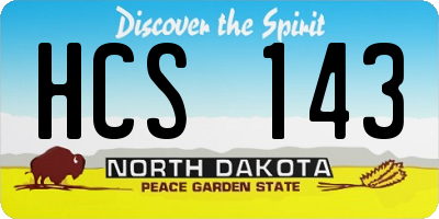 ND license plate HCS143