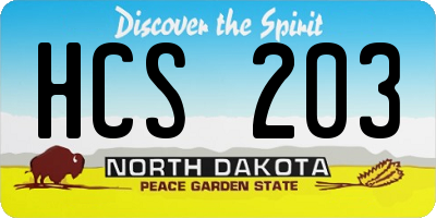 ND license plate HCS203