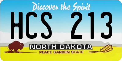 ND license plate HCS213