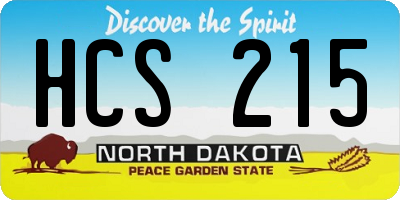 ND license plate HCS215