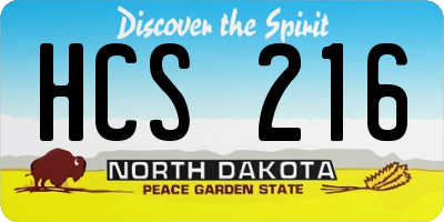 ND license plate HCS216