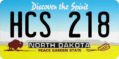 ND license plate HCS218
