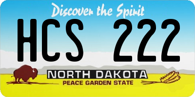 ND license plate HCS222