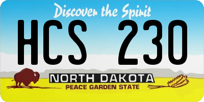 ND license plate HCS230