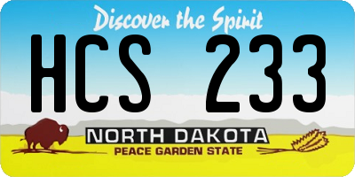 ND license plate HCS233