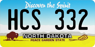 ND license plate HCS332