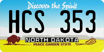 ND license plate HCS353