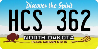 ND license plate HCS362