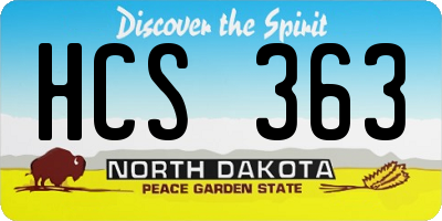 ND license plate HCS363
