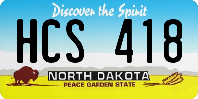 ND license plate HCS418