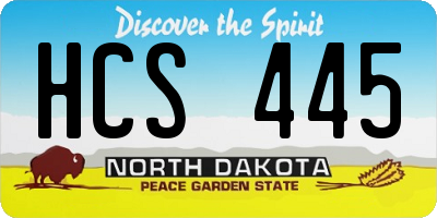 ND license plate HCS445