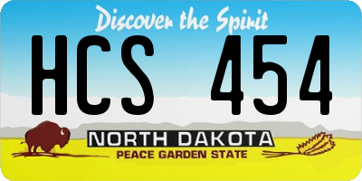 ND license plate HCS454