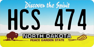 ND license plate HCS474