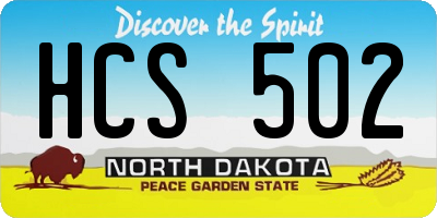 ND license plate HCS502