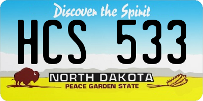 ND license plate HCS533
