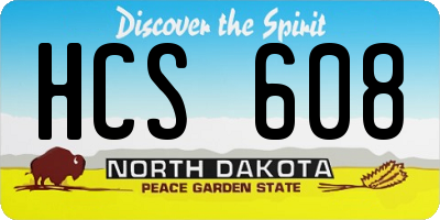 ND license plate HCS608
