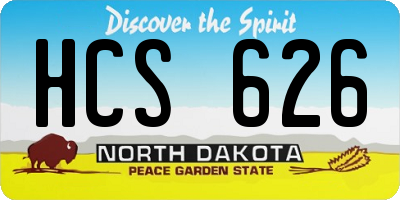 ND license plate HCS626