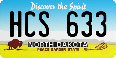 ND license plate HCS633