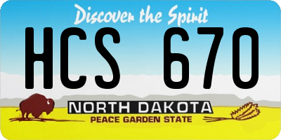 ND license plate HCS670