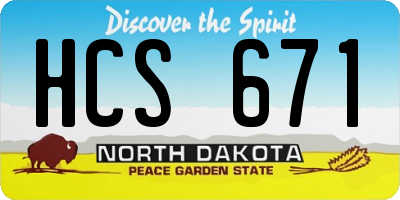 ND license plate HCS671