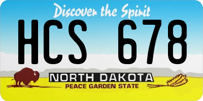 ND license plate HCS678