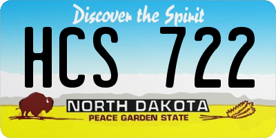 ND license plate HCS722