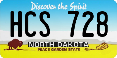 ND license plate HCS728