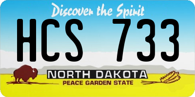 ND license plate HCS733