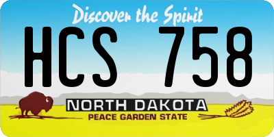 ND license plate HCS758