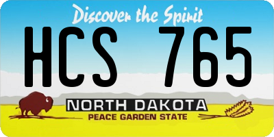 ND license plate HCS765