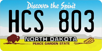 ND license plate HCS803