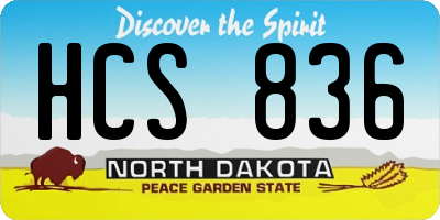 ND license plate HCS836