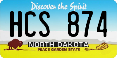 ND license plate HCS874