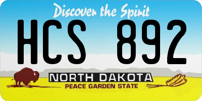 ND license plate HCS892
