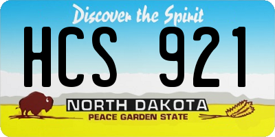 ND license plate HCS921
