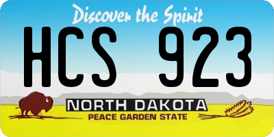 ND license plate HCS923