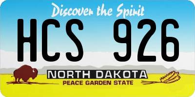 ND license plate HCS926