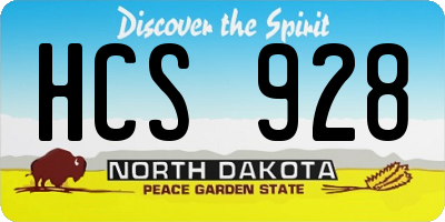 ND license plate HCS928