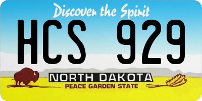 ND license plate HCS929
