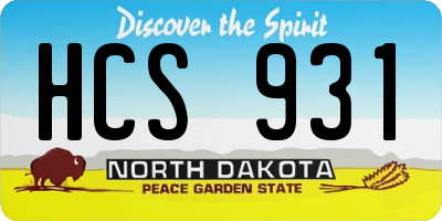 ND license plate HCS931