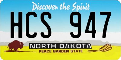 ND license plate HCS947