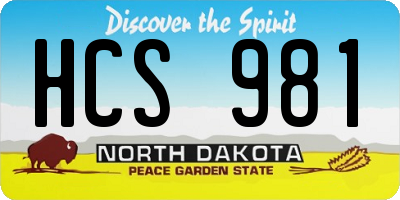 ND license plate HCS981