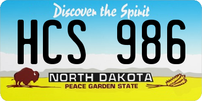 ND license plate HCS986