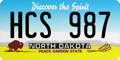 ND license plate HCS987