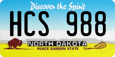 ND license plate HCS988