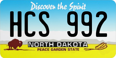 ND license plate HCS992