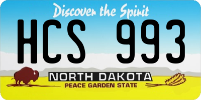ND license plate HCS993