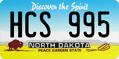 ND license plate HCS995